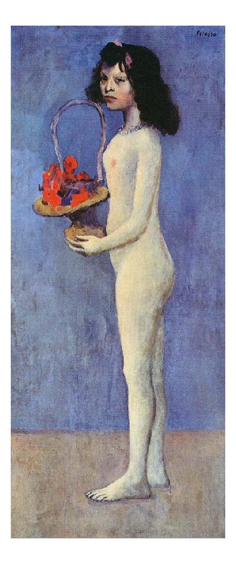 1905 Jeune fille nue avec panier de fleurs by Pablo Picasso, vintage artwork, 16x12"(A3) Poster