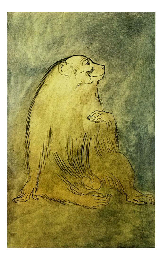 1905 Le singe assis by Pablo Picasso, vintage artwork, 16x12"(A3) Poster