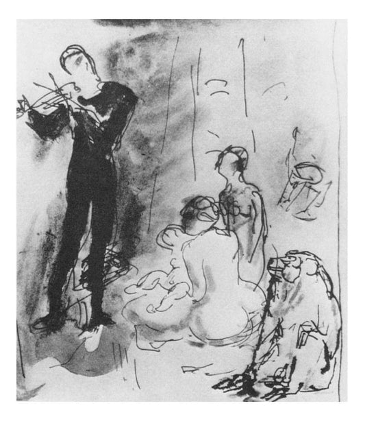 1905 Le violiniste (Famille avec singe) by Pablo Picasso, vintage artwork, 16x12"(A3) Poster