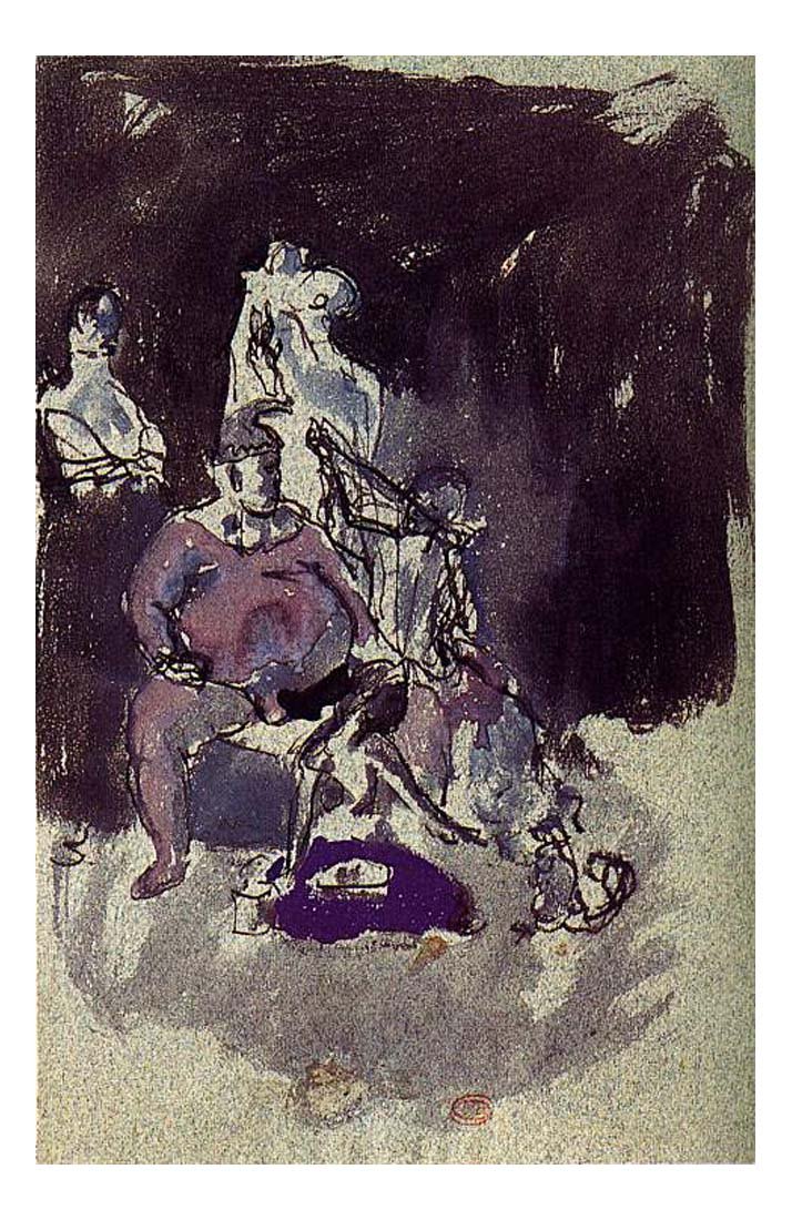 1905 Profil droit de bouffon by Pablo Picasso, vintage artwork, 16x12"(A3) Poster