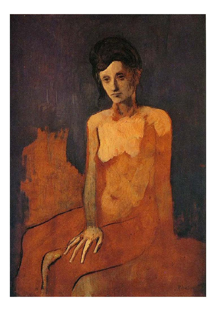 1905 Femme nue assise by Pablo Picasso, vintage artwork, 16x12