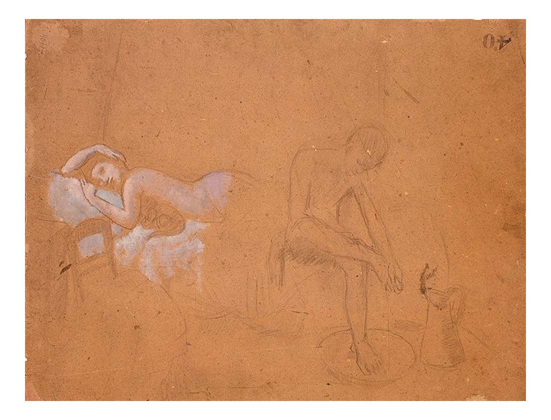 1906 Couple by Pablo Picasso, vintage artwork, 16x12"(A3) Poster