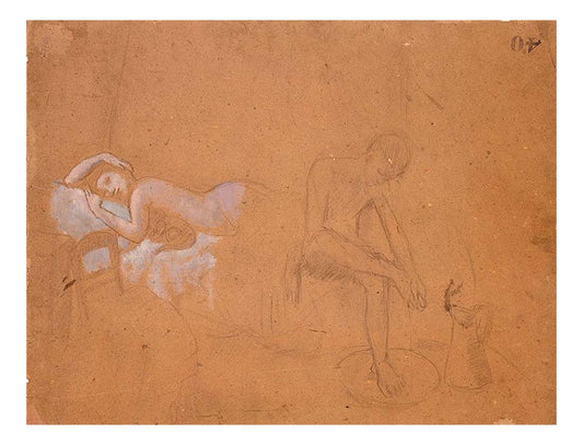 1906 Couple by Pablo Picasso, vintage artwork, 16x12"(A3) Poster