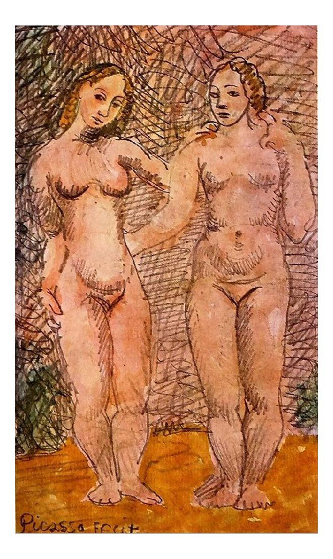1906 Deux femmes nues1 by Pablo Picasso, vintage artwork, 16x12"(A3) Poster