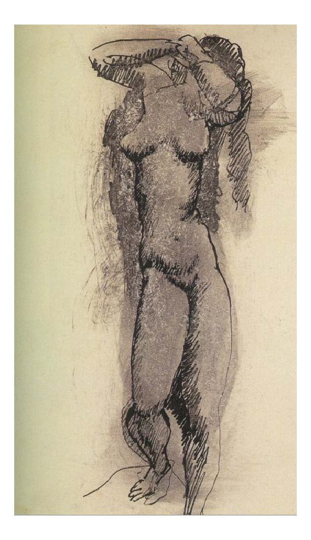 1906 Femme nue by Pablo Picasso, vintage artwork, 16x12"(A3) Poster