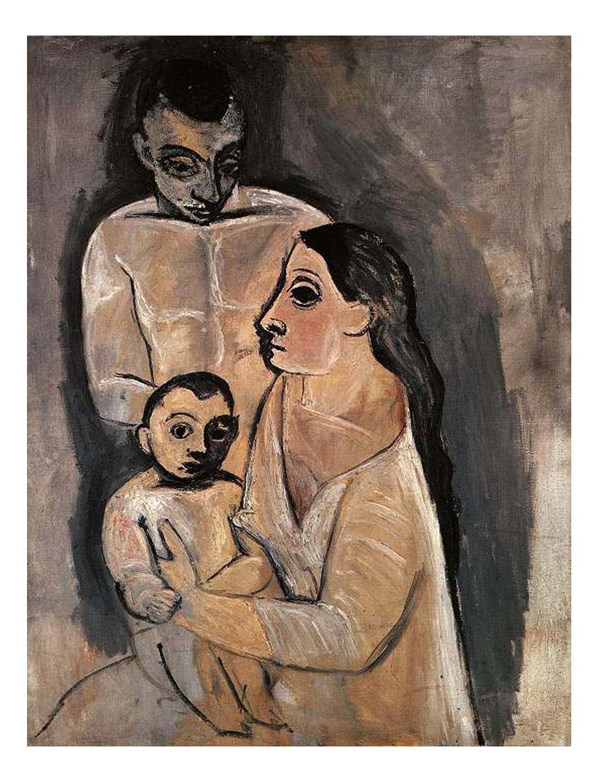1906 Homme,femme, et enfant by Pablo Picasso, vintage artwork, 16x12"(A3) Poster