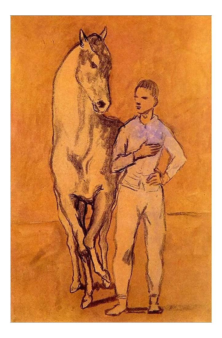 1906 Jeune homme et cheval by Pablo Picasso, vintage artwork, 16x12"(A3) Poster