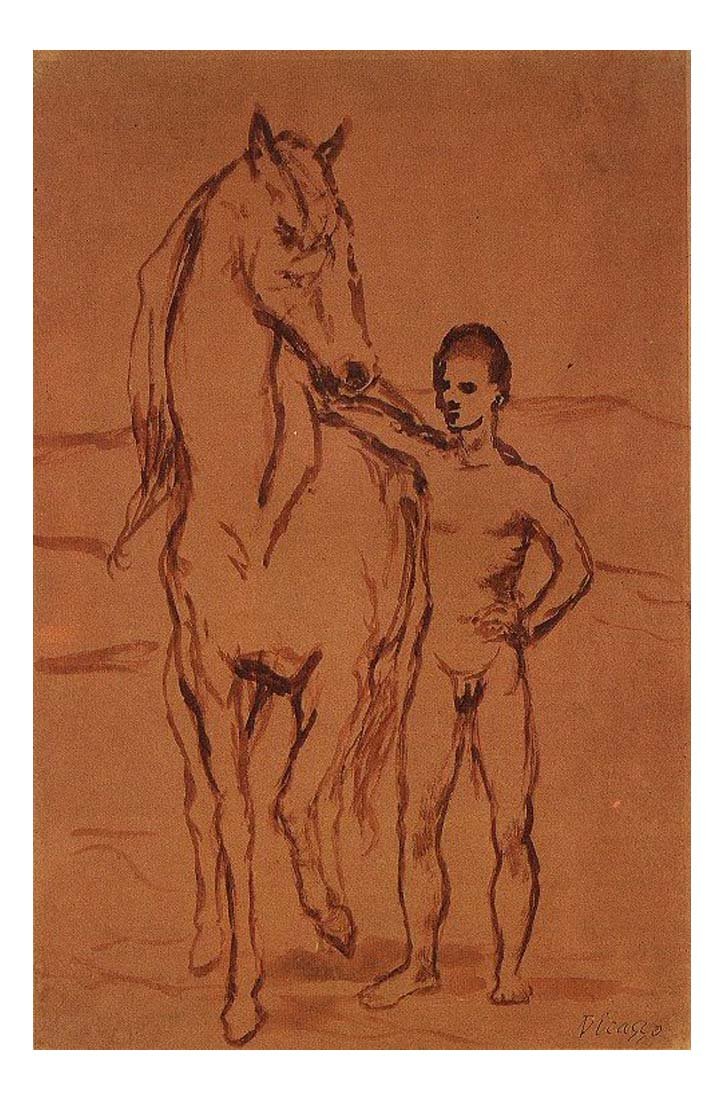 1906 Meneur de cheval nu1 by Pablo Picasso, vintage artwork, 16x12"(A3) Poster