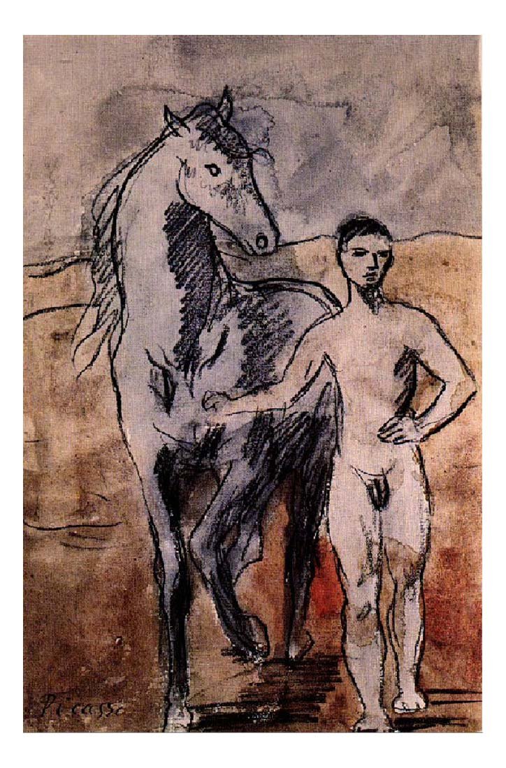 1906 Meneur de cheval nu2 by Pablo Picasso, vintage artwork, 16x12"(A3) Poster