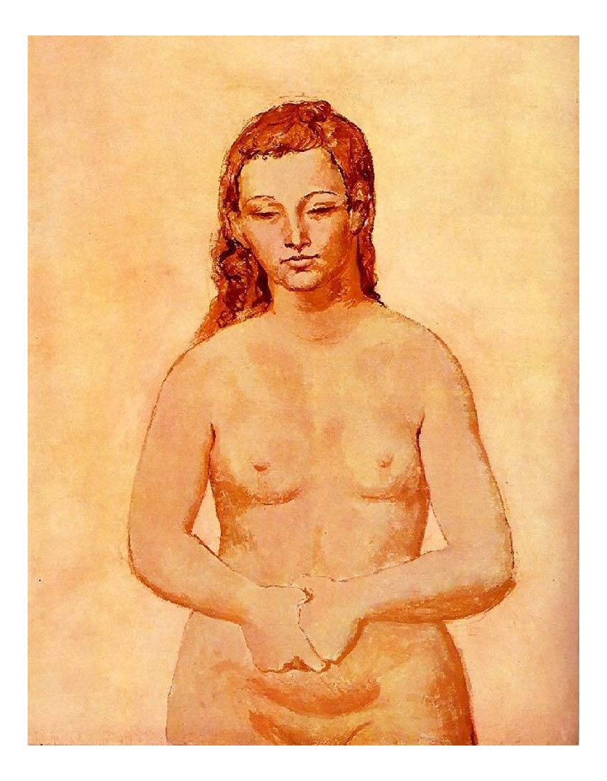 1906 Nu aux mains jointes by Pablo Picasso, vintage artwork, 16x12"(A3) Poster