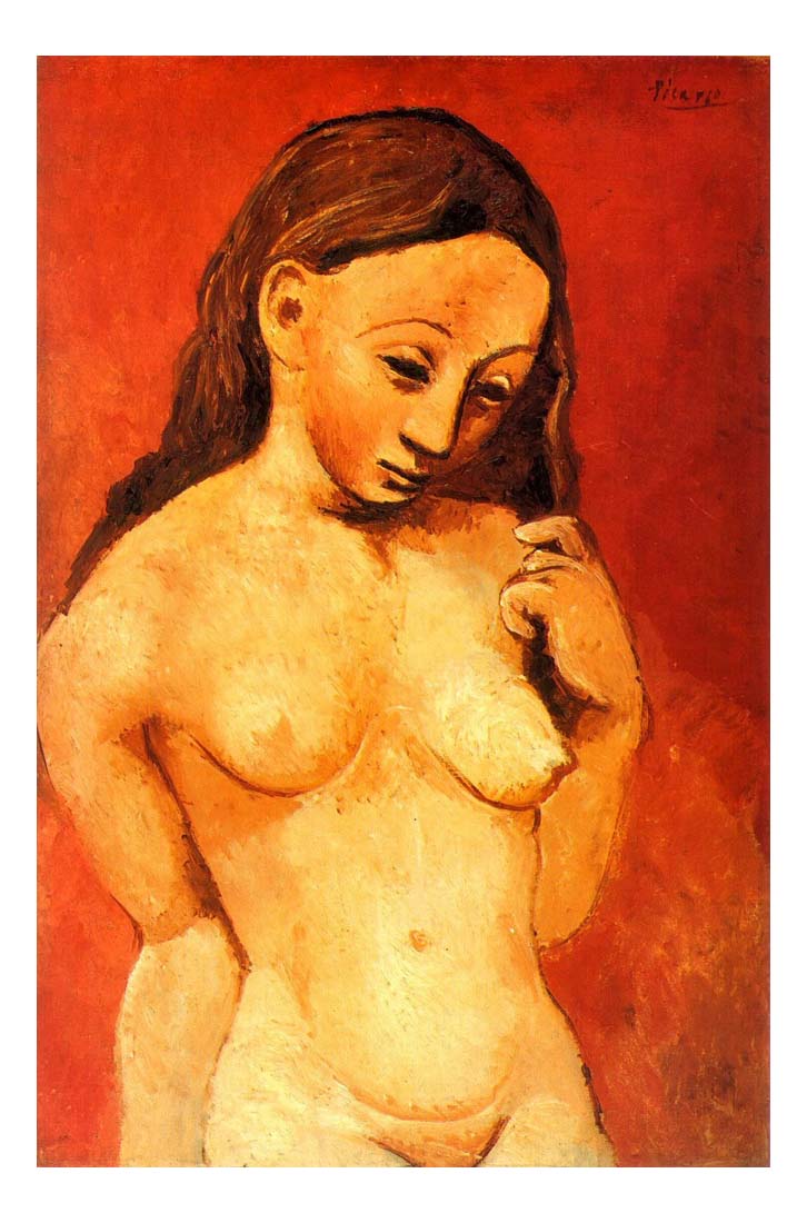 1906 Nu sur fond rouge by Pablo Picasso, vintage artwork, 16x12"(A3) Poster
