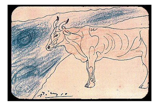 1906 Taureau by Pablo Picasso, vintage artwork, 16x12"(A3) Poster
