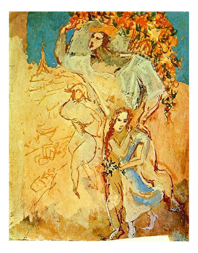 1906 Satyre et jeune fille by Pablo Picasso, vintage artwork, 16x12"(A3) Poster