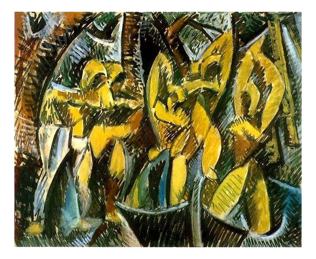 1907 Cinq femmes by Pablo Picasso, vintage artwork, 16x12"(A3) Poster