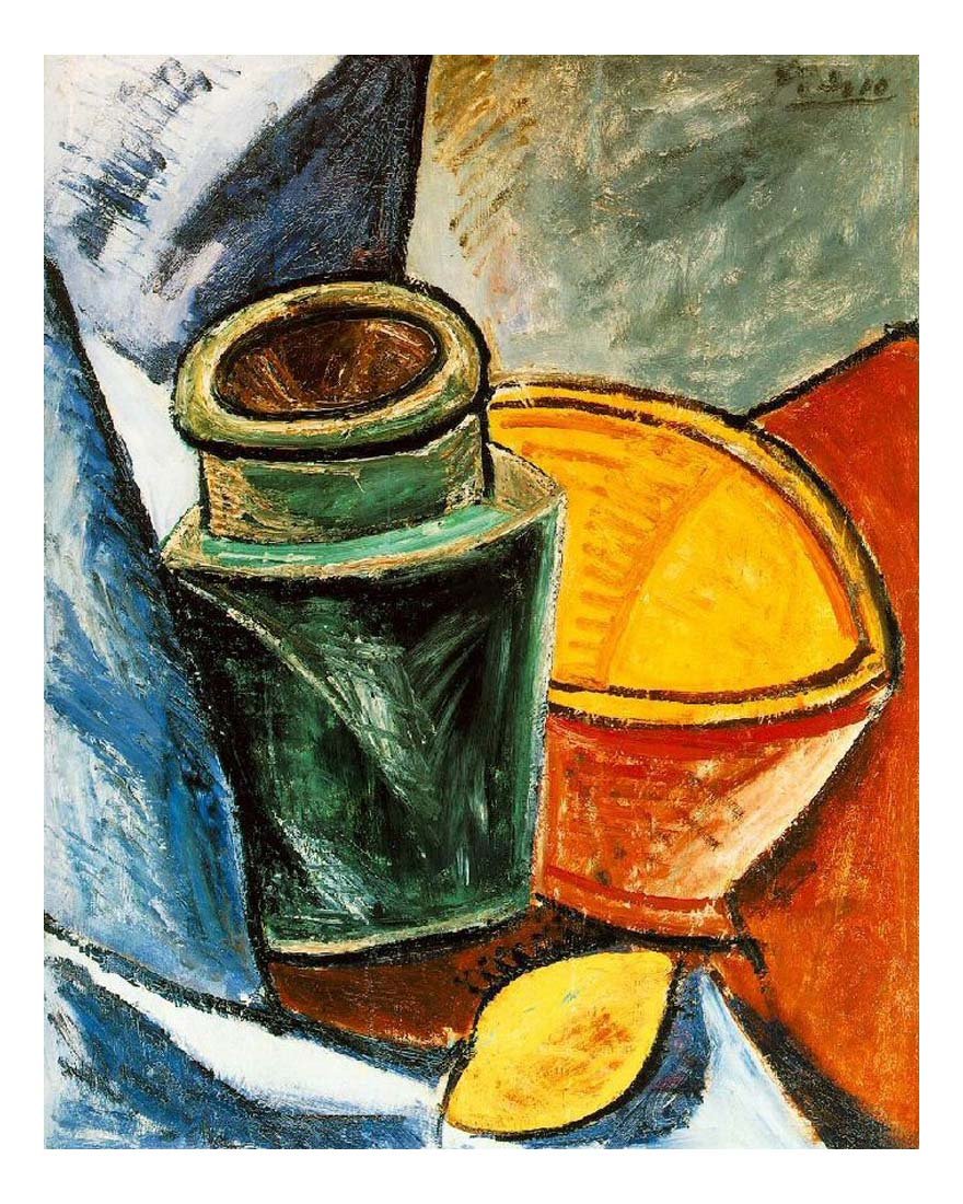 1907 Cruche, bol et citron by Pablo Picasso, vintage artwork, 16x12"(A3) Poster