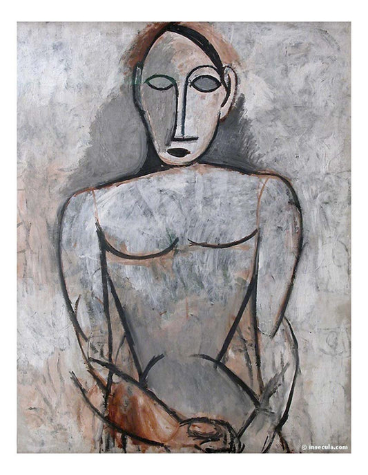 1907 Femme aux mains jointes by Pablo Picasso, vintage artwork, 16x12"(A3) Poster