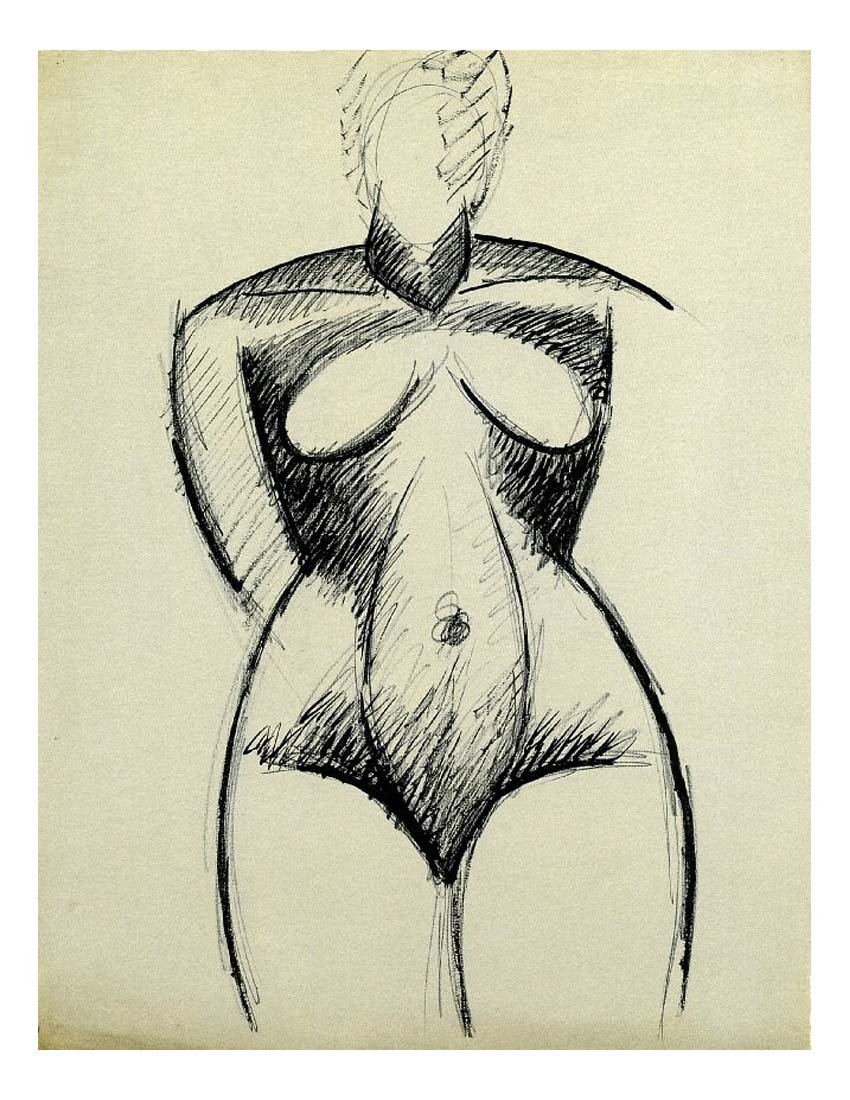 1907 Femme nue de face by Pablo Picasso, vintage artwork, 16x12"(A3) Poster
