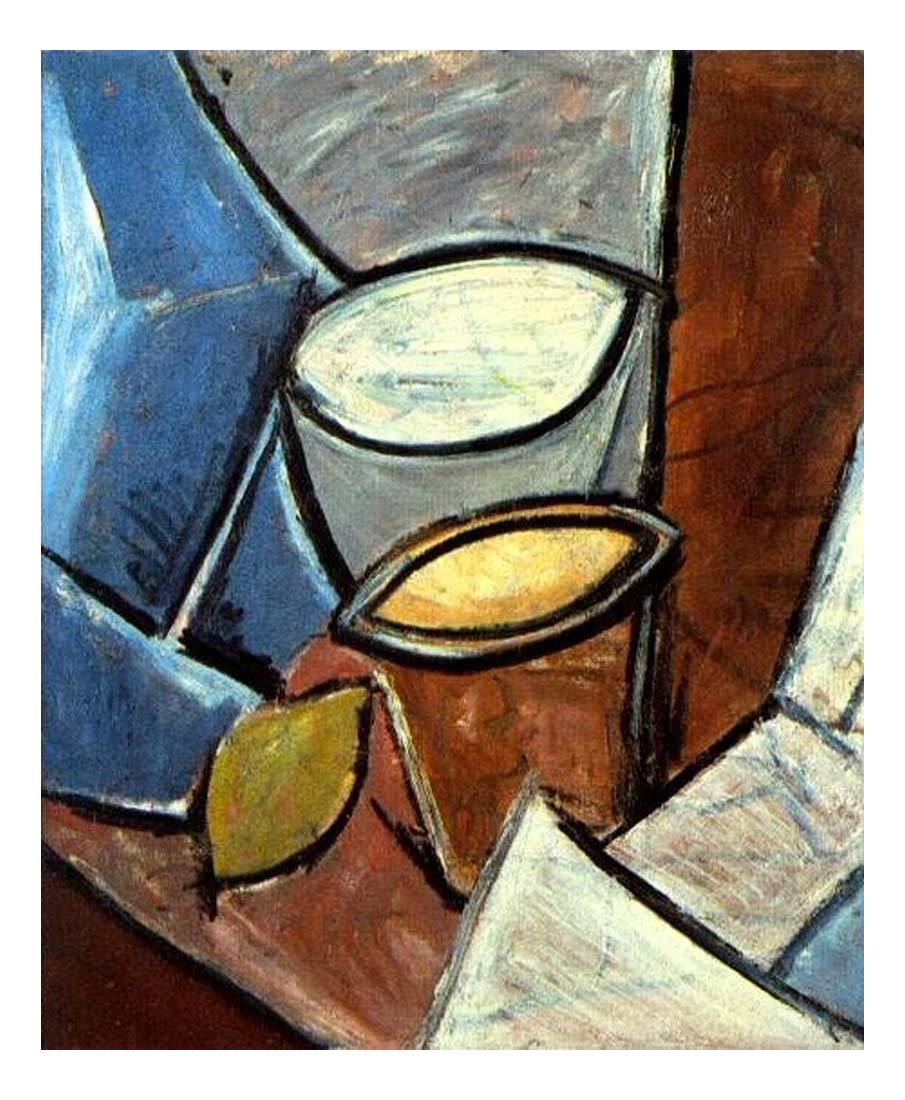 1907 Pots et citron by Pablo Picasso, vintage artwork, 16x12"(A3) Poster
