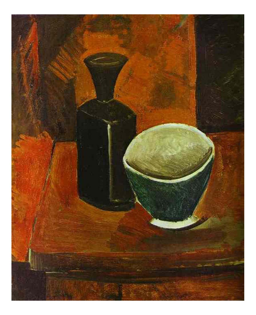 1908 Bol vert et bouteille noire by Pablo Picasso, vintage artwork, 16x12"(A3) Poster