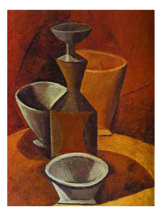 1908 Carafe et gobelets by Pablo Picasso, vintage artwork, 16x12"(A3) Poster