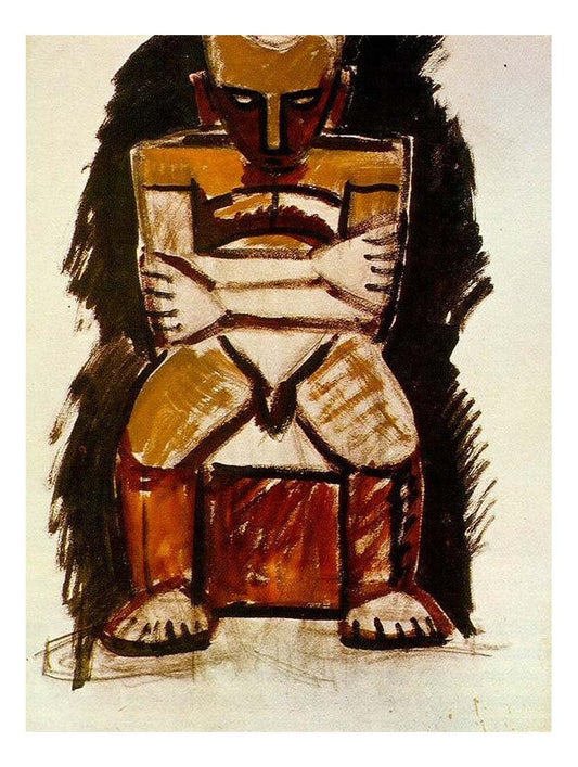 1908 Homme assis by Pablo Picasso, vintage artwork, 16x12"(A3) Poster