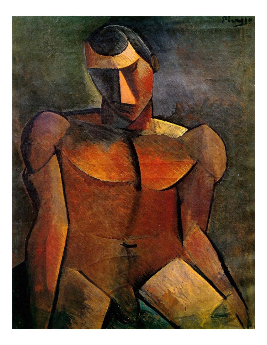1908 Homme nu assis by Pablo Picasso, vintage artwork, 16x12"(A3) Poster