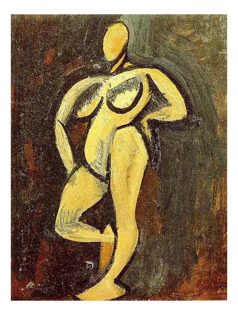 1908 Nu debout2 by Pablo Picasso, vintage artwork, 16x12"(A3) Poster