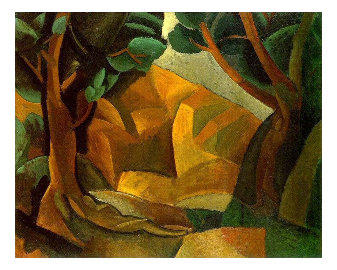 1908 Paysage aux deux figures2 by Pablo Picasso, vintage artwork, 16x12"(A3) Poster