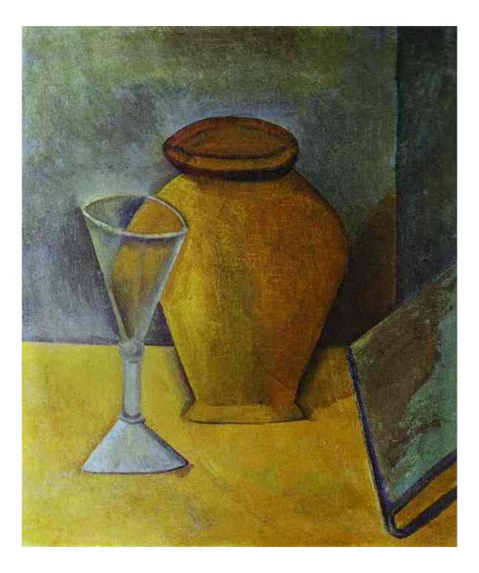 1908 Verre, pot et livre by Pablo Picasso, vintage artwork, 16x12"(A3) Poster