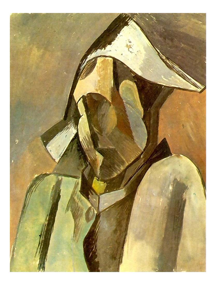 1909 Buste d'Arlequin by Pablo Picasso, vintage artwork, 16x12"(A3) Poster