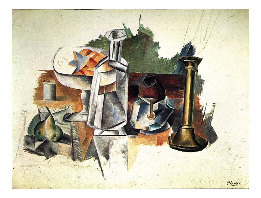 1909 Carafe et chandelier by Pablo Picasso, vintage artwork, 16x12"(A3) Poster