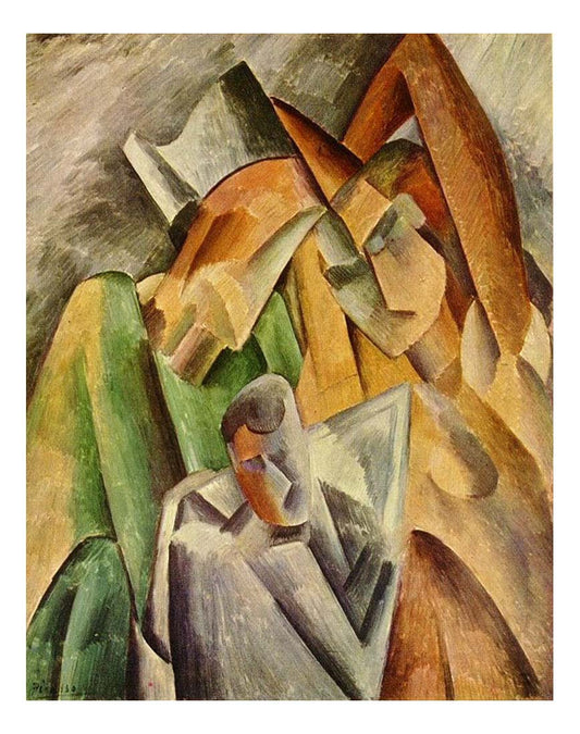 1909 Famille d'Arlequin by Pablo Picasso, vintage artwork, 16x12"(A3) Poster