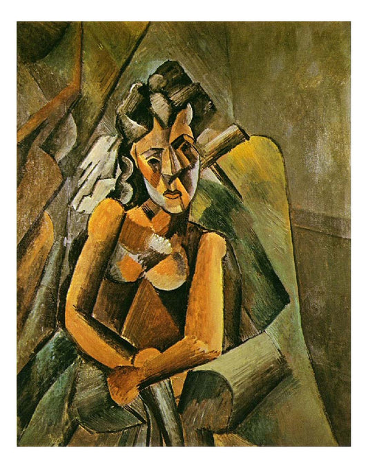 1909 Femme assise by Pablo Picasso, vintage artwork, 16x12"(A3) Poster
