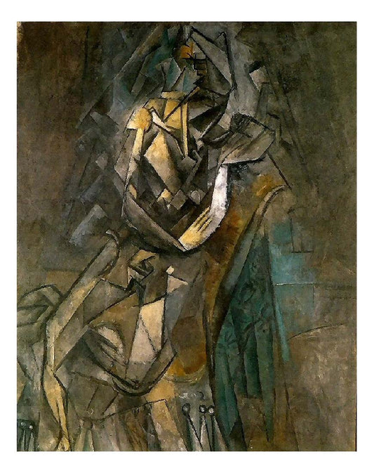 1909 Femme assise dans un fauteuil by Pablo Picasso, vintage artwork, 16x12"(A3) Poster