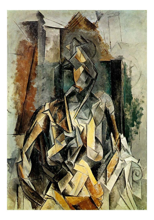 1909 Femme assise dans un fauteuil en mangeant des fleurs by Pablo Picasso, vintage artwork, 16x12"(A3) Poster