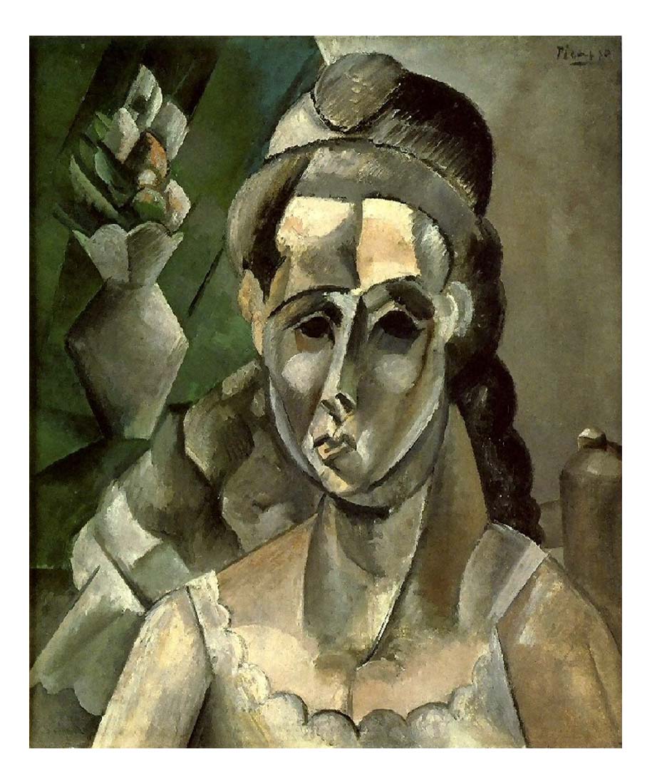 1909 Femme et un vase de fleurs by Pablo Picasso, vintage artwork, 16x12"(A3) Poster