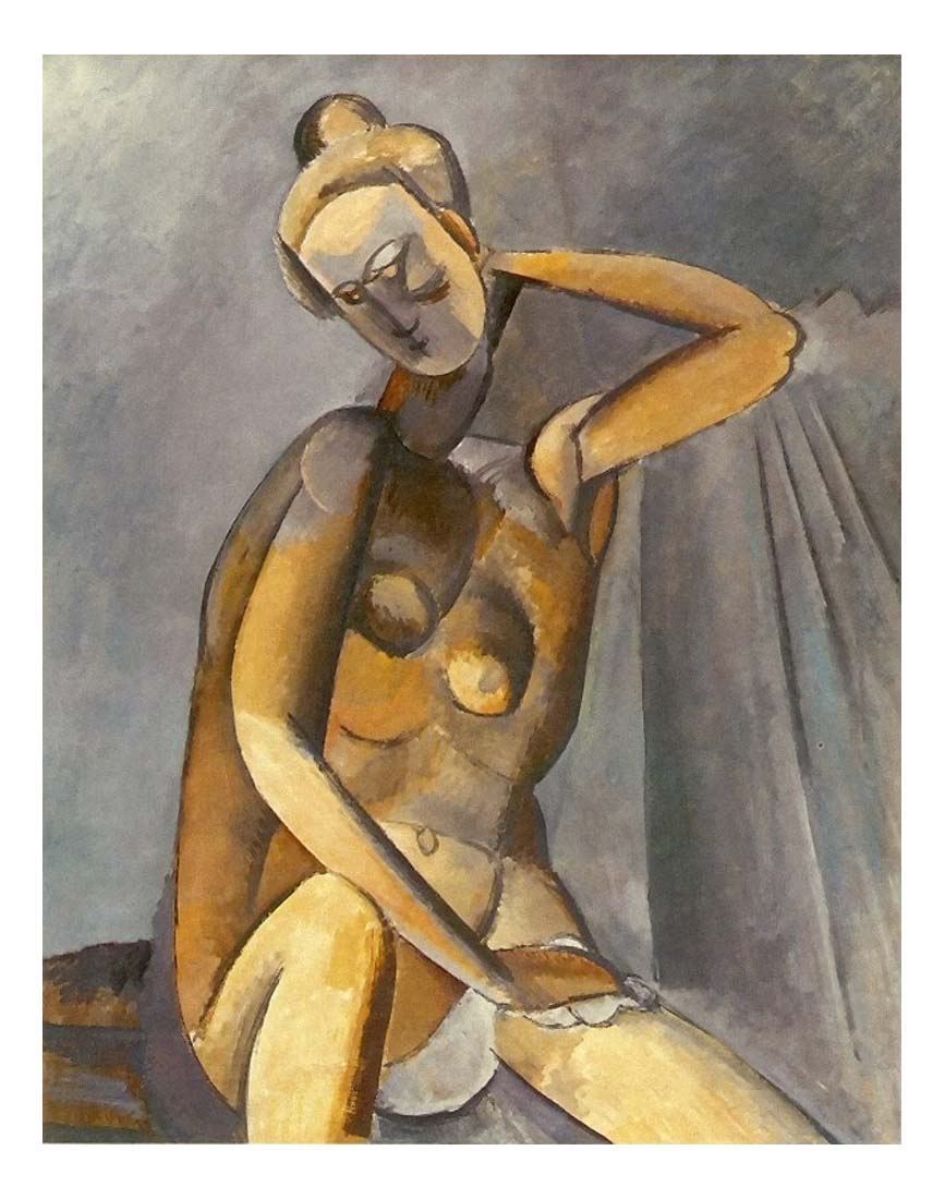 1909 Femme nue assise by Pablo Picasso, vintage artwork, 16x12"(A3) Poster