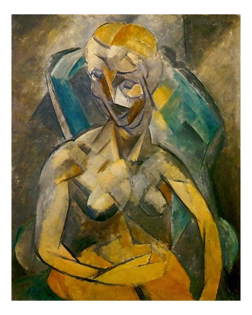 1909 Femme nue assise dans un fauteuil by Pablo Picasso, vintage artwork, 16x12"(A3) Poster