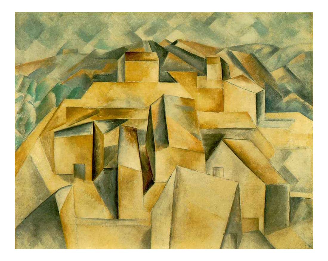 1909 Maisons sur la colline (Horta de Ebro) by Pablo Picasso, vintage artwork, 16x12"(A3) Poster