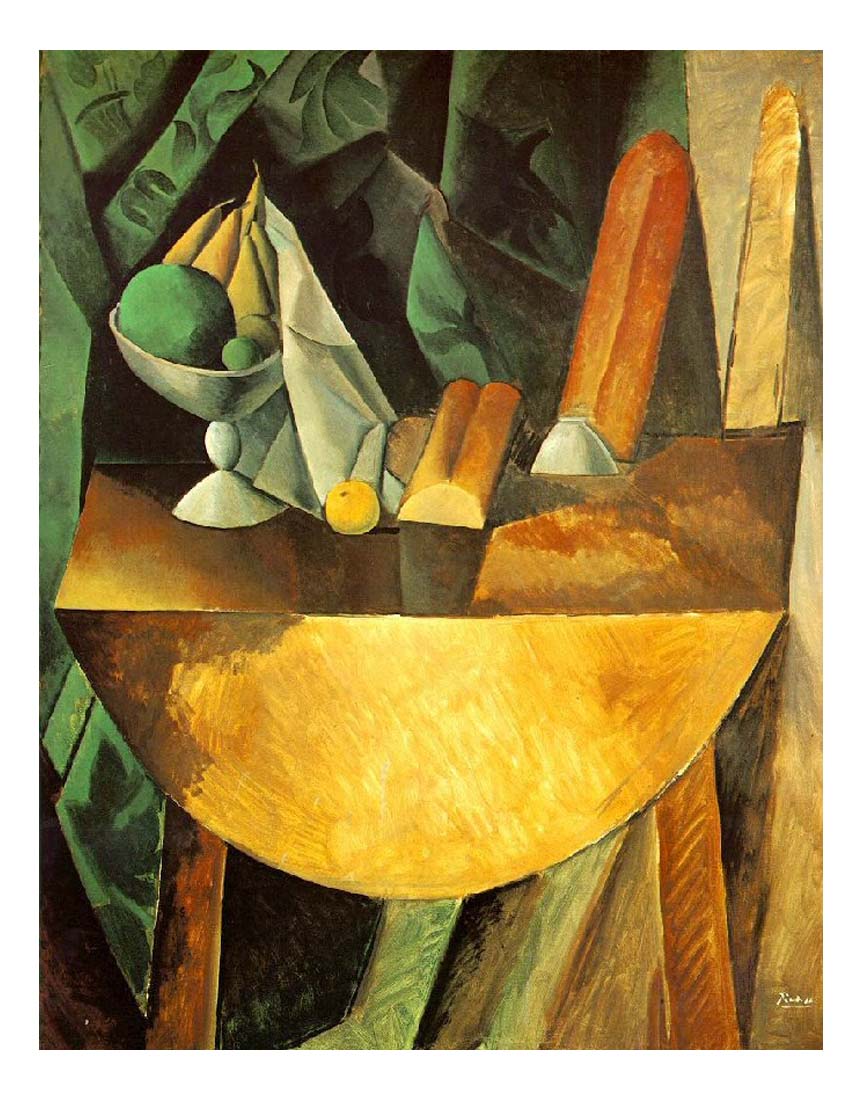 1909 Pains et compotier aux fruits sur une table by Pablo Picasso, vintage artwork, 16x12"(A3) Poster