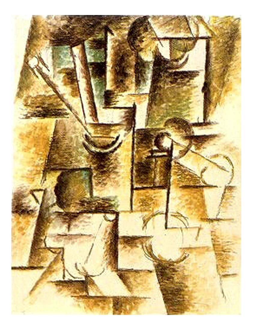 1911 Verre aux chalumeaux by Pablo Picasso, vintage artwork, 16x12"(A3) Poster