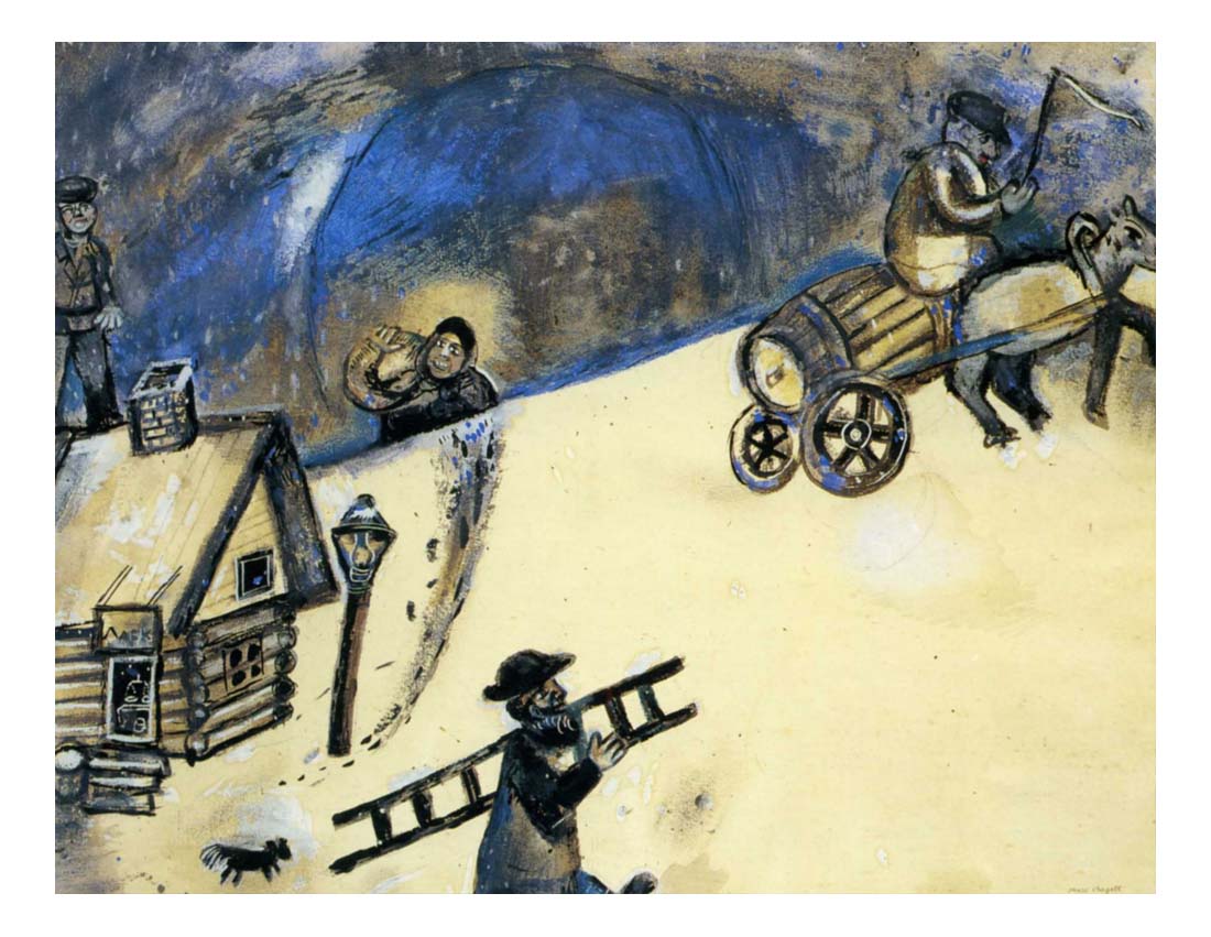 1911 1912 Marc Chagall - Winter -Vintage Artwork, 16x12"(A3) Poster Print