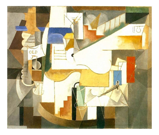 1912 Bouteille, guitare, pipe by Pablo Picasso, vintage artwork, 16x12"(A3) Poster