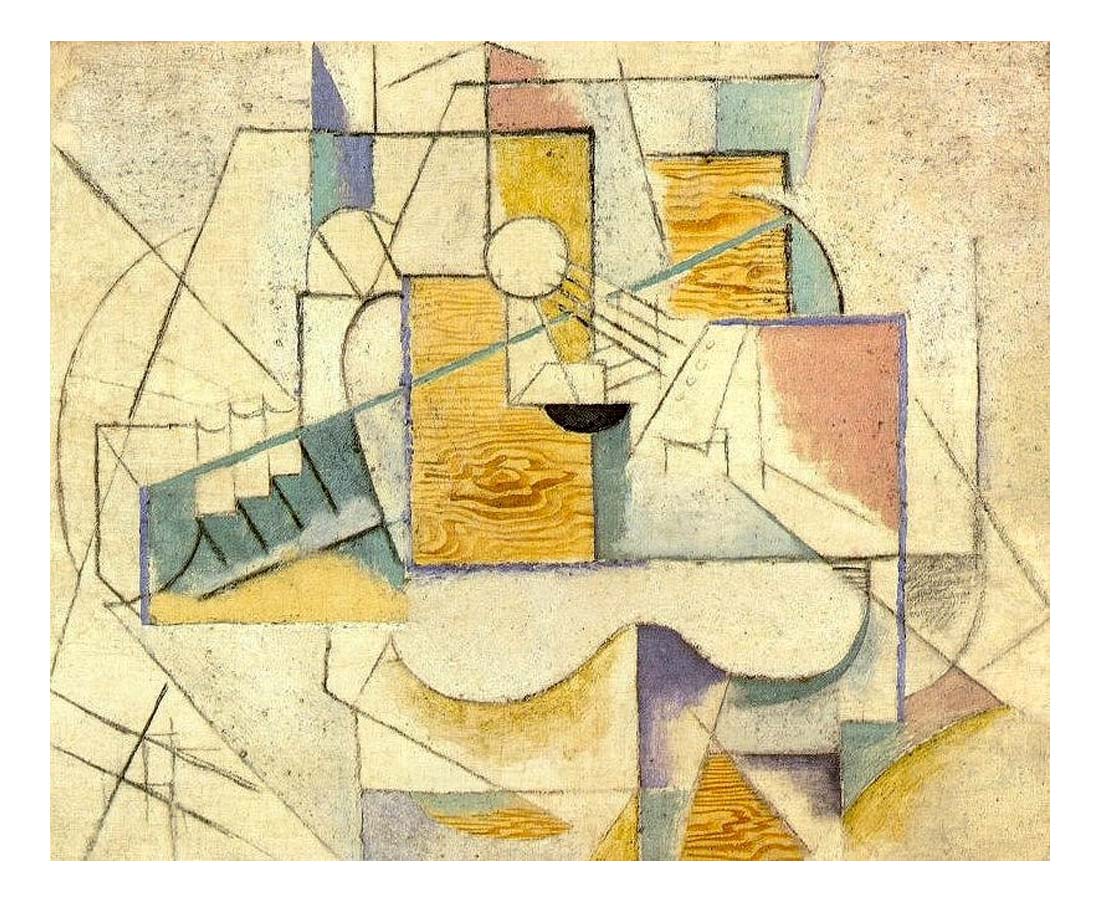 1912 Guitare sur une table II by Pablo Picasso, vintage artwork, 16x12"(A3) Poster