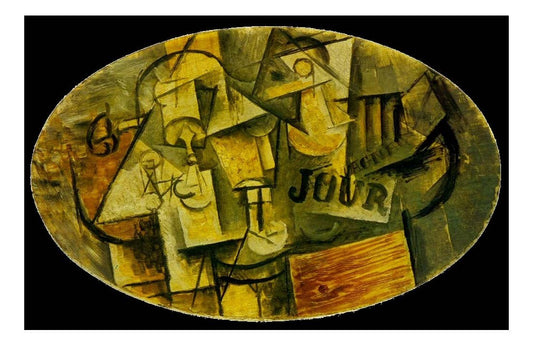 1912 Guitare, verre et journal by Pablo Picasso, vintage artwork, 16x12"(A3) Poster