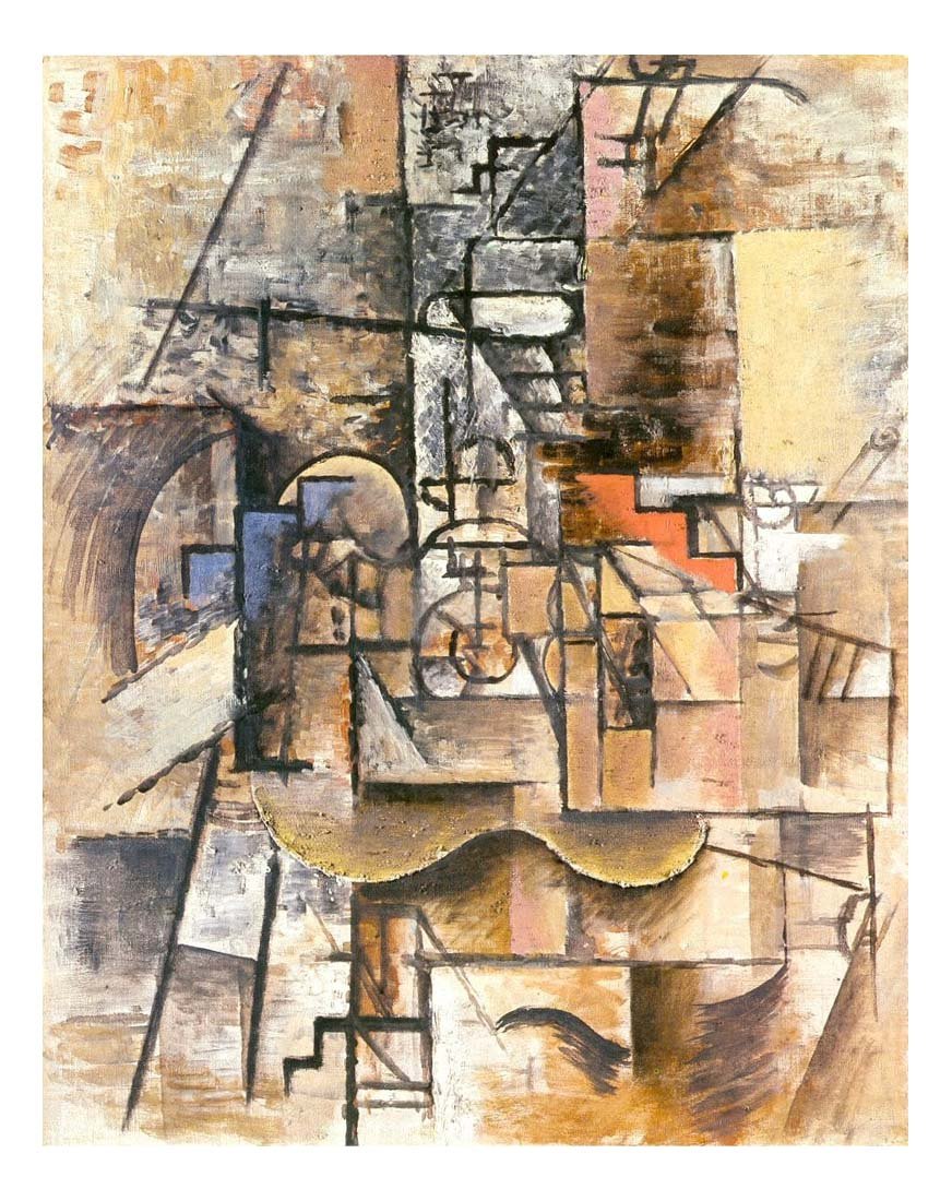 1912 Guitare, verre et pipe by Pablo Picasso, vintage artwork, 16x12"(A3) Poster