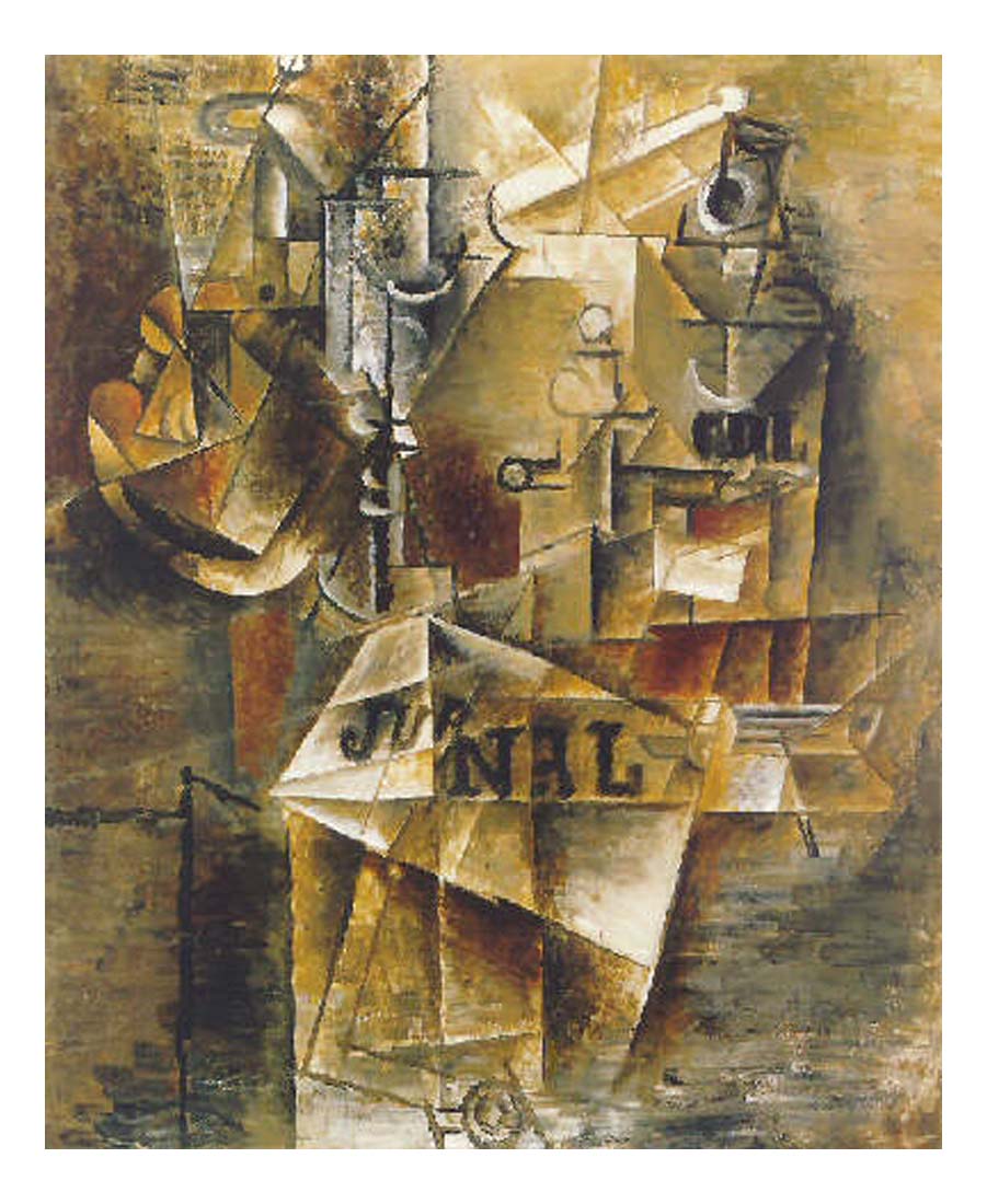 1912 Nature morte au journal by Pablo Picasso, vintage artwork, 16x12"(A3) Poster
