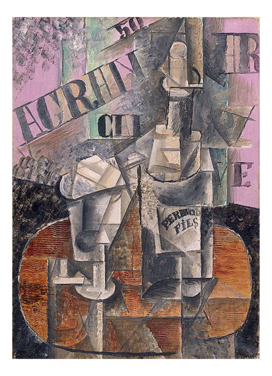 1912 table dans un cafe - bouteille de pernod by Pablo Picasso, vintage artwork, 16x12"(A3) Poster