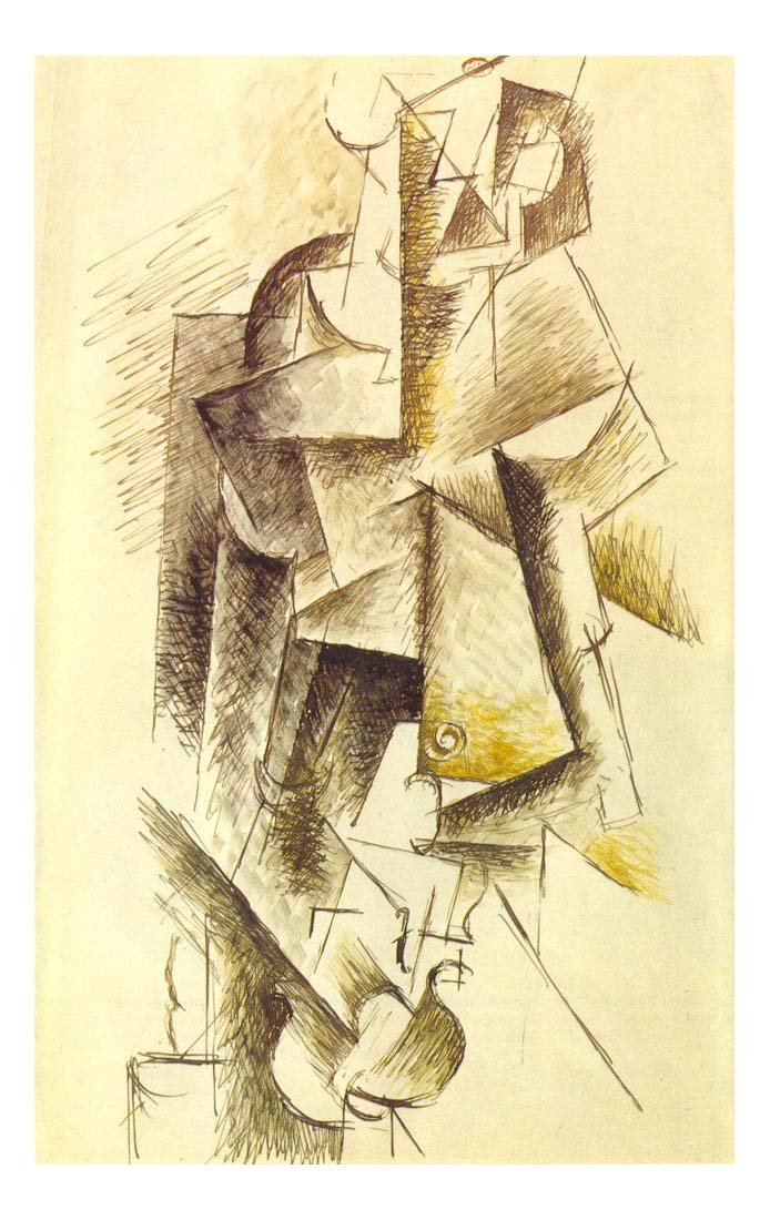 1912 Violiniste by Pablo Picasso, vintage artwork, 16x12"(A3) Poster