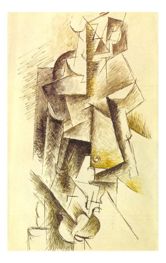 1912 Violiniste by Pablo Picasso, vintage artwork, 16x12"(A3) Poster